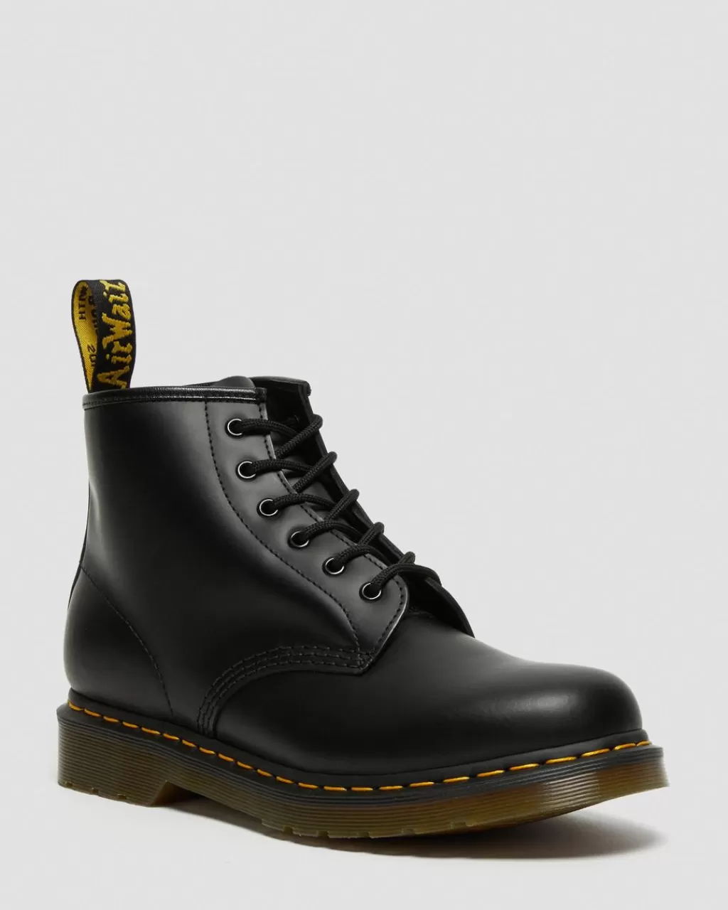 Sale Dr Martens 101-Ankelstøvler I Smooth Laeder Med Gul Syning Black Smooth26230001