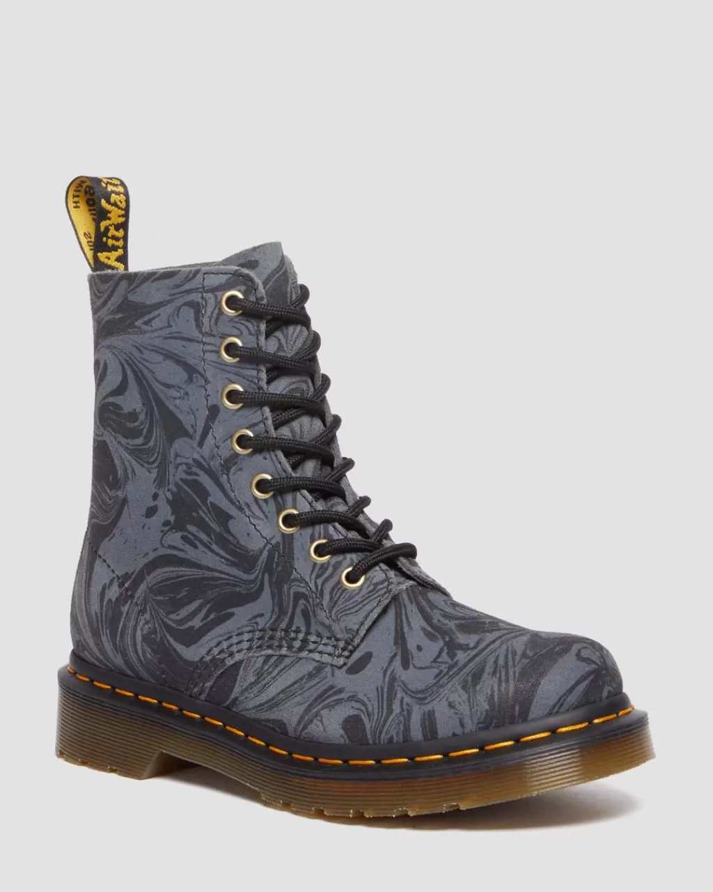 Best Dr Martens 1460 Pascal-Snørestøvler I Marmoreret Ruskind Black+Grey Marbled Suede30773045