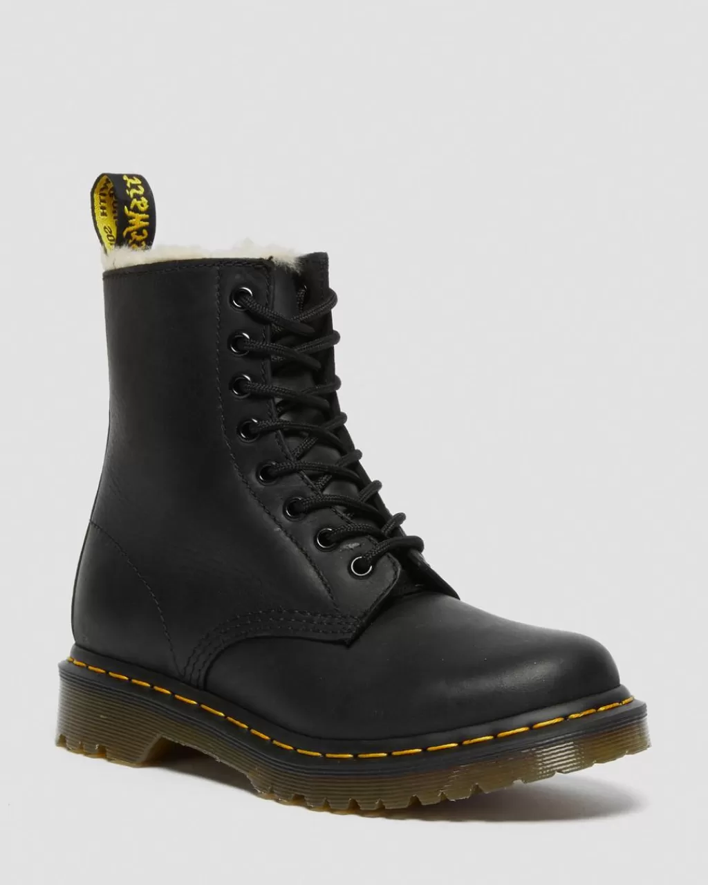 Online Dr Martens 1460 Serena Ankelstøvler Med Imiteret Pelsforing Black Burnished Wyoming21797001