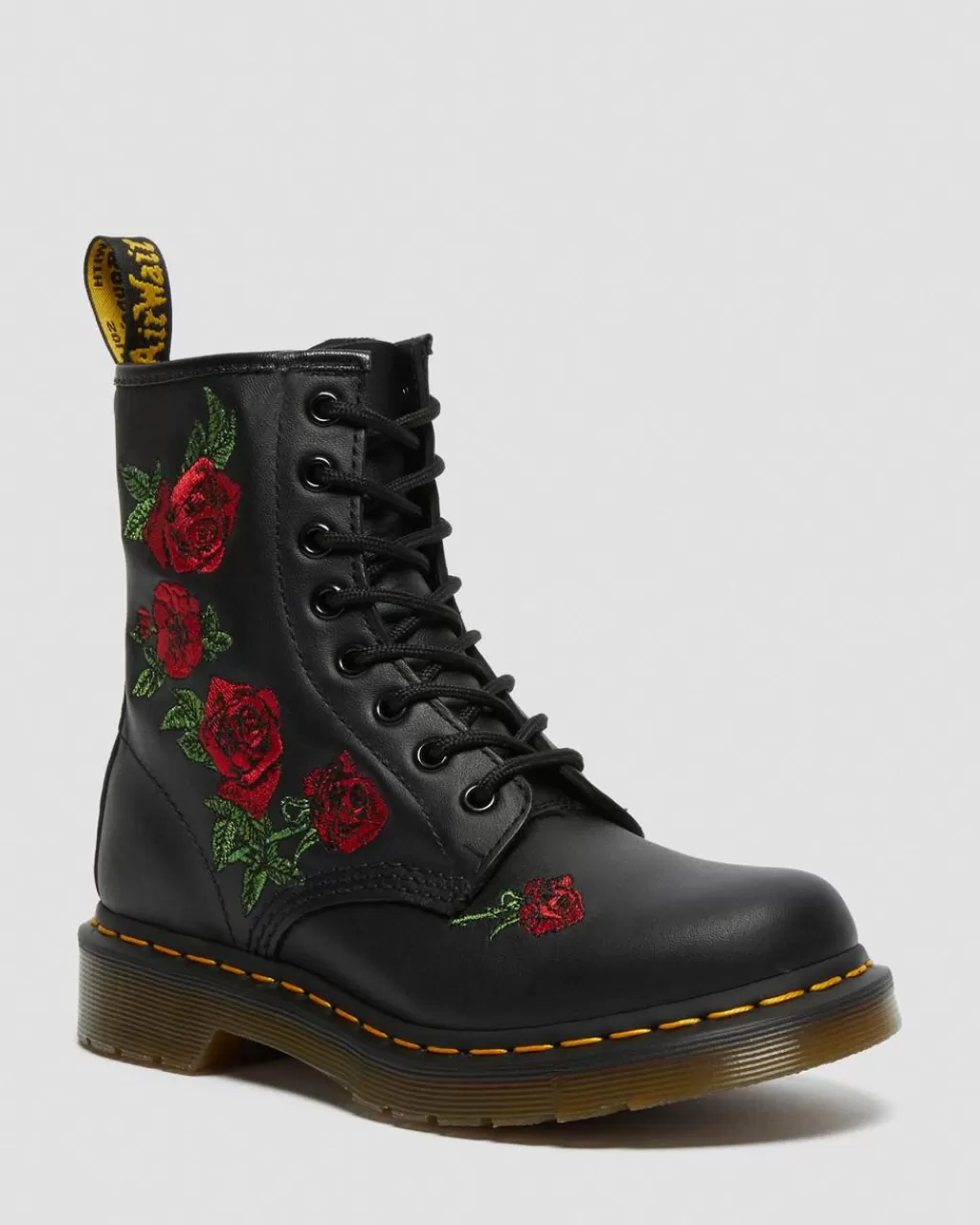 Cheap Dr Martens 1460 Vonda Floral Rose-Snørestøvler I Laeder Black Softy T24722001