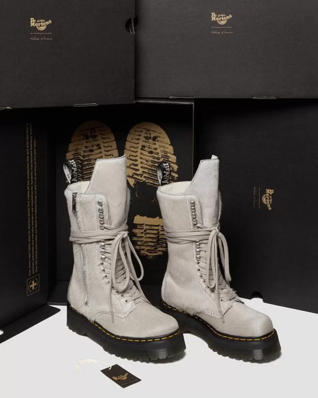 Fashion Dr Martens 1918 Rick Owens Hair-On PlatformStøvler I Laeder Hair-On Lux27980049