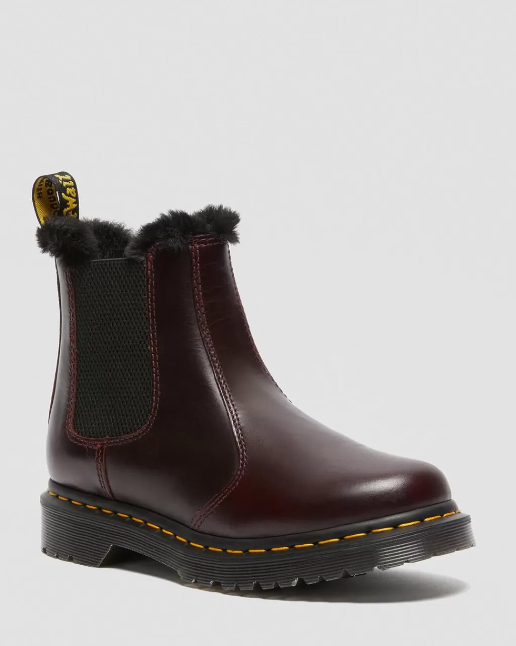 Cheap Dr Martens 2976 Leonore Chelsea Støvler Med Imiteret Pelsforing Oxblood Atlas26332601