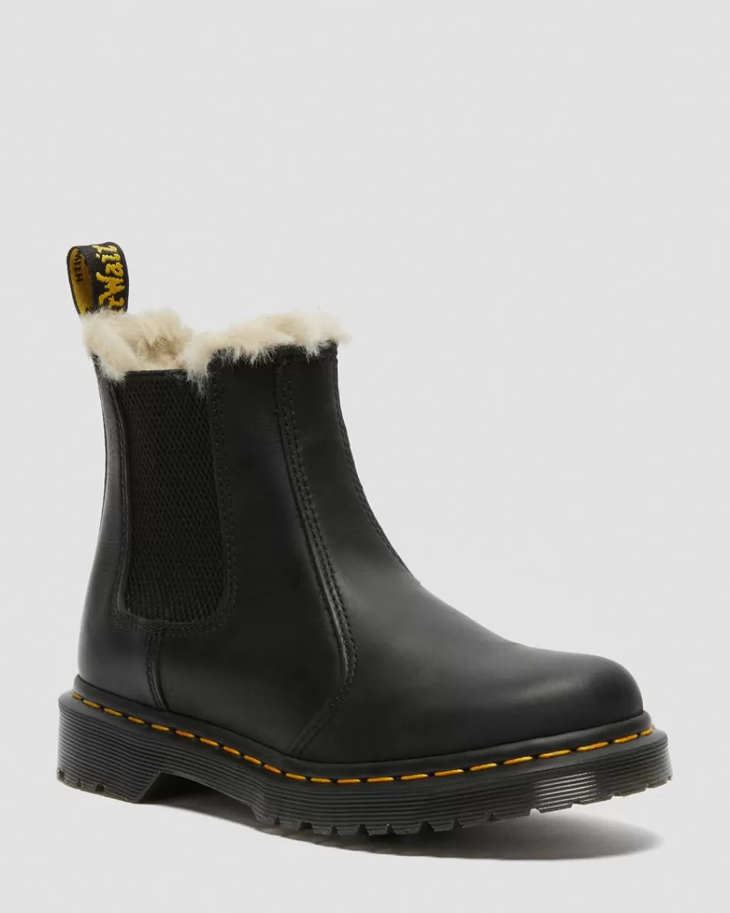 Fashion Dr Martens 2976 Leonore Chelsea Støvler Med Imiteret Pelsforing Black Burnished Wyoming21045001