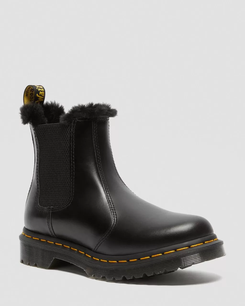 Clearance Dr Martens 2976 Leonore Chelsea Støvler Med Imiteret Pelsforing Dark Grey Atlas26332021