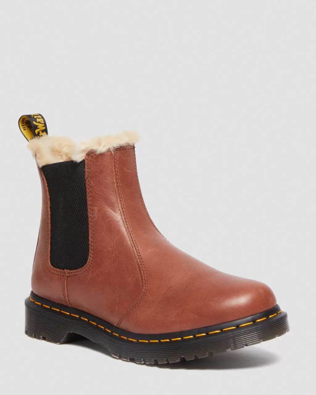 Cheap Dr Martens 2976 Leonore Chelsea-Støvler Med Imiteret Pelsforing Tan Farrier27784225