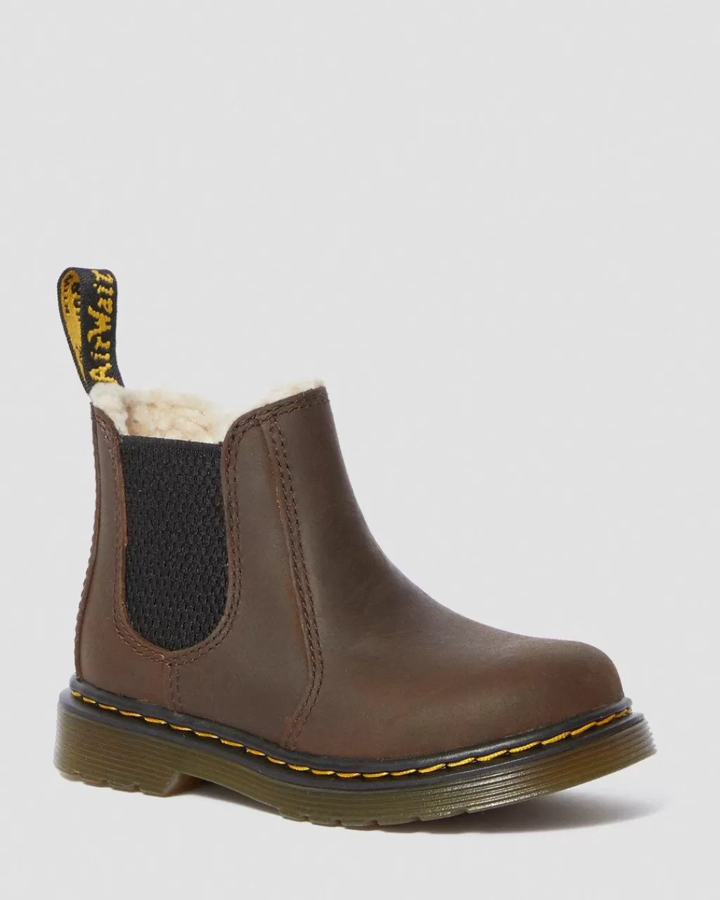 Best Dr Martens 2976 Leonore Toddler Faux Fur Lined Boots Dark Brown Republic Waterproof25098201