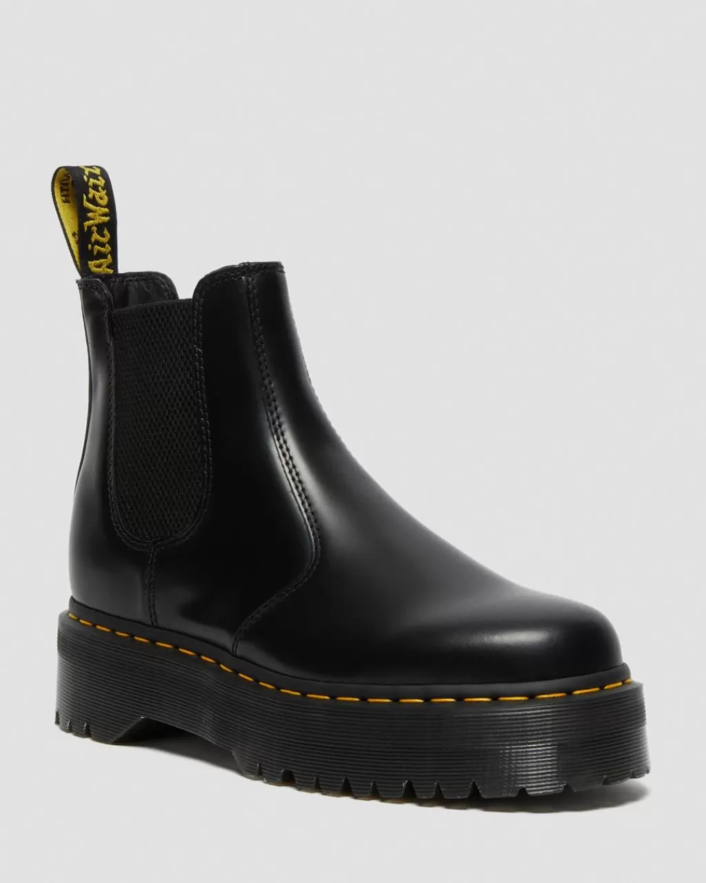 New Dr Martens 2976 Quad Chelsea-Støvler I Smooth Laeder Med Platform Black Polished Smooth24687001