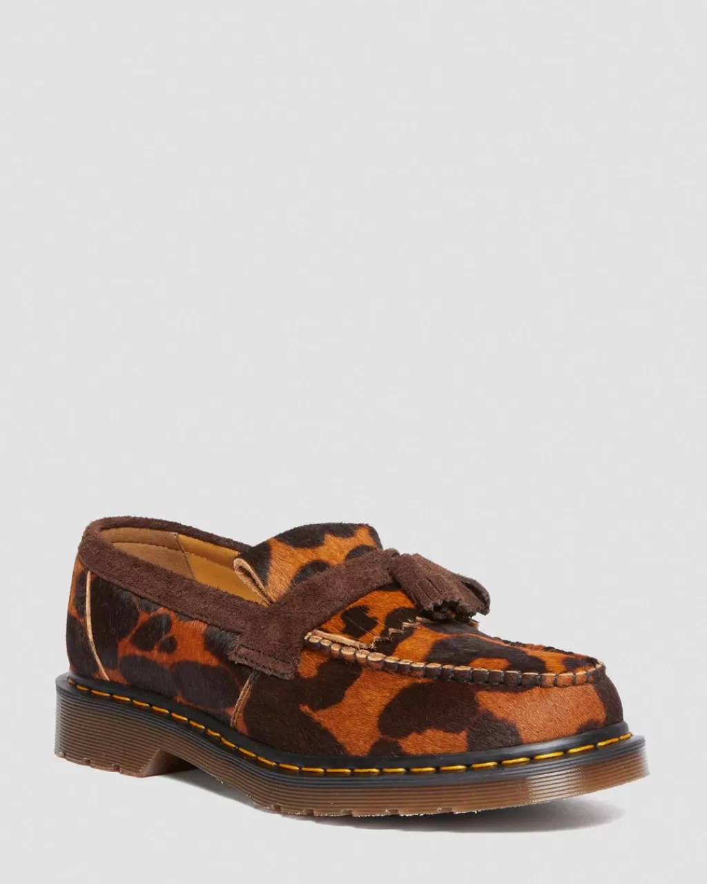 Fashion Dr Martens Adrian Made In England Hair On-Loafers Med Kvast Ocelot+Dark Brown Hair On30573210