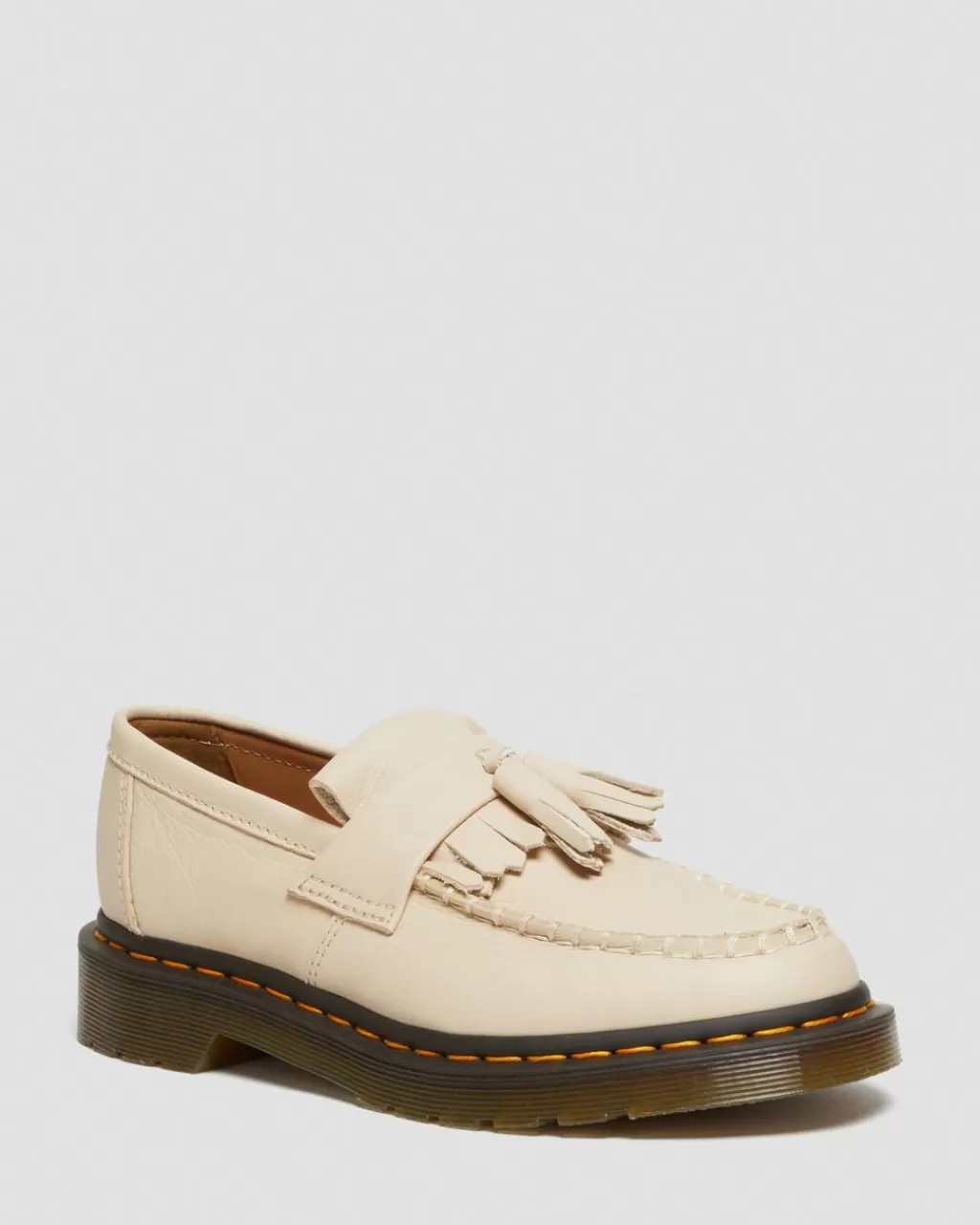 New Dr Martens Adrian-Loafers I Virginia-Laeder Med Kvast Parchment Beige Virginia22760292