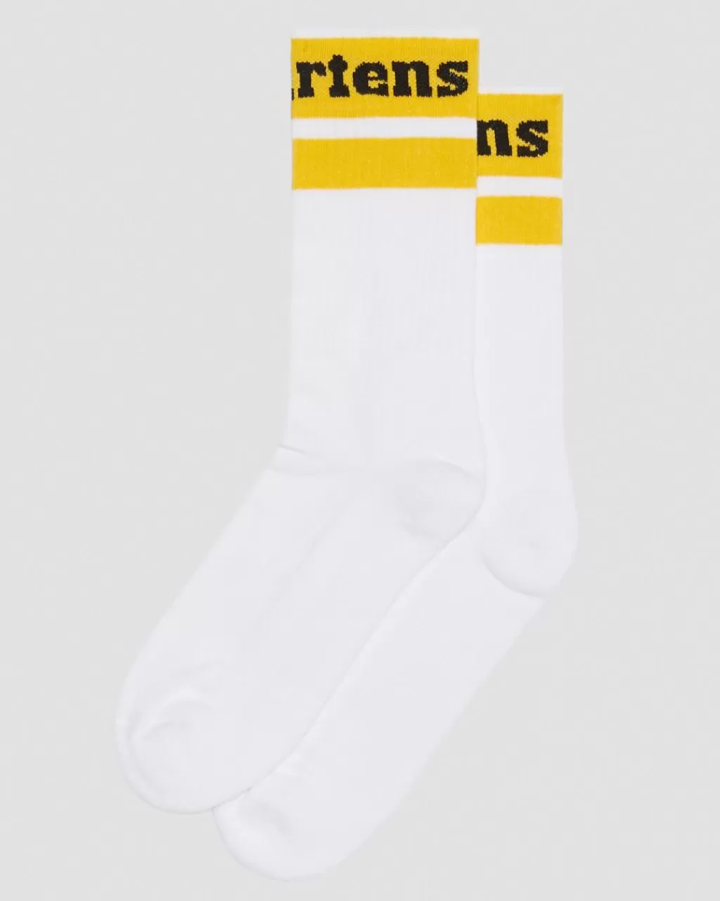 New Dr Martens Athletic Logo-Sokker I Bomuldsblanding White+Yellow Cotton Blendac681103