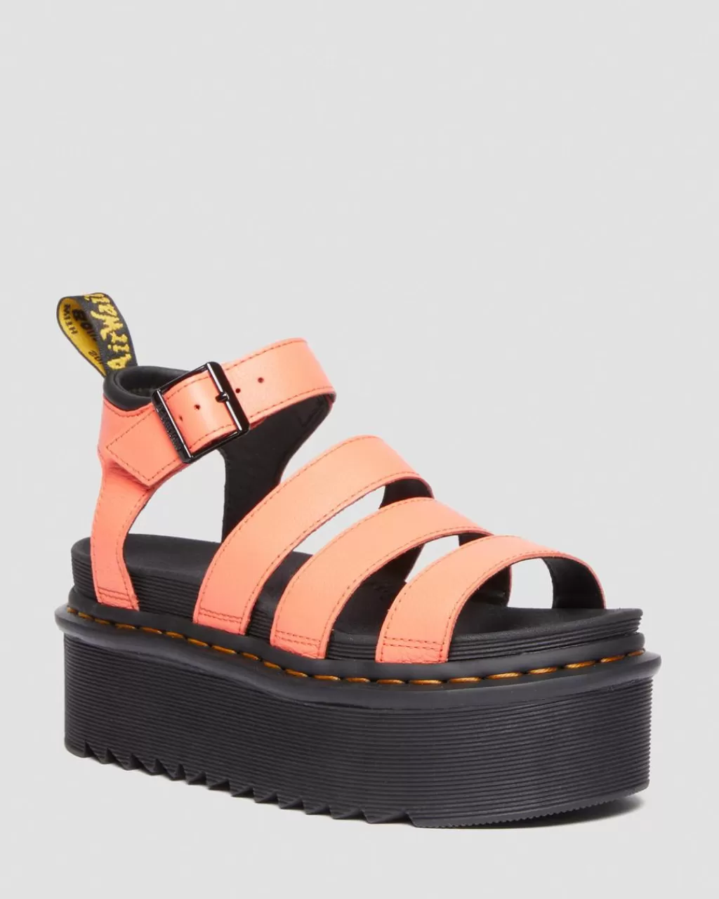 Best Dr Martens Blaire Quad-Platformsandaler I Pisa-Laeder Med Rem Coral Pisa30704695