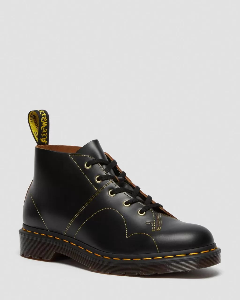 Best Dr Martens Church Monkey Læderstøvler Black Vintage Smooth16054001