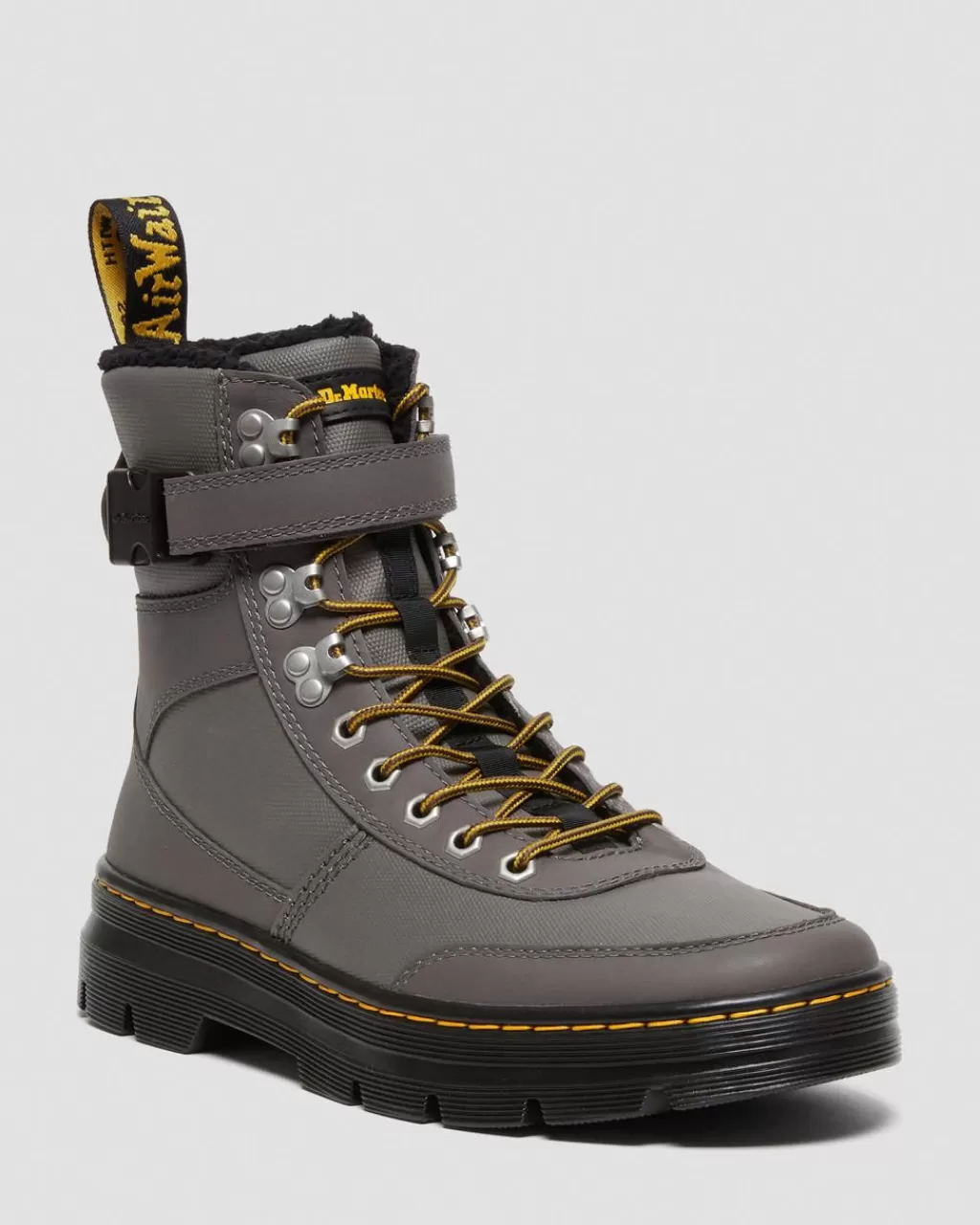 Best Dr Martens Combs Tech Utility Støvler Med Imiteret Pelsforing Gunmetal Grove+Coated Canvas27819029