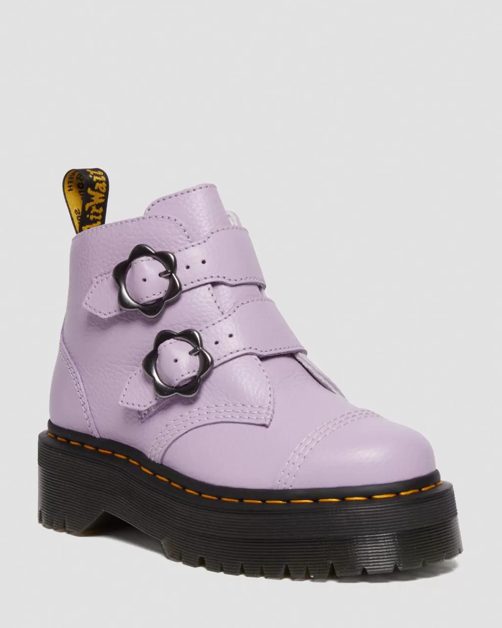 Best Dr Martens Devon-PlatformStøvler I Milled Nappa-Laeder Med Blomsterspaende Lilac Milled Nappa30804308