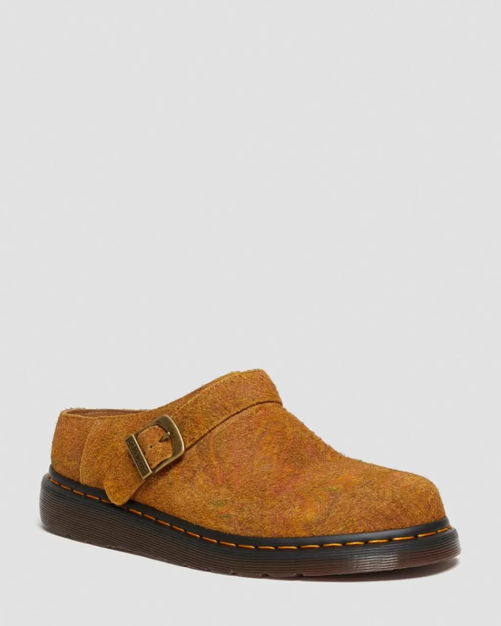 Hot Dr Martens Isham Slingback-Mules I Marmoreret Ruskind Brown+Mustard Marbled Hairy Suede30628295