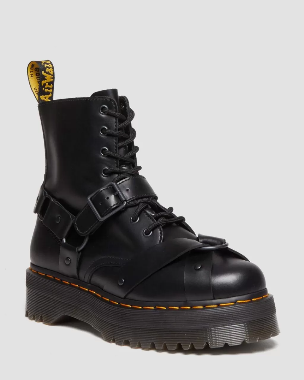 Store Dr Martens Jadon Harness-PlatformStøvler I Laeder Black Paris30812001