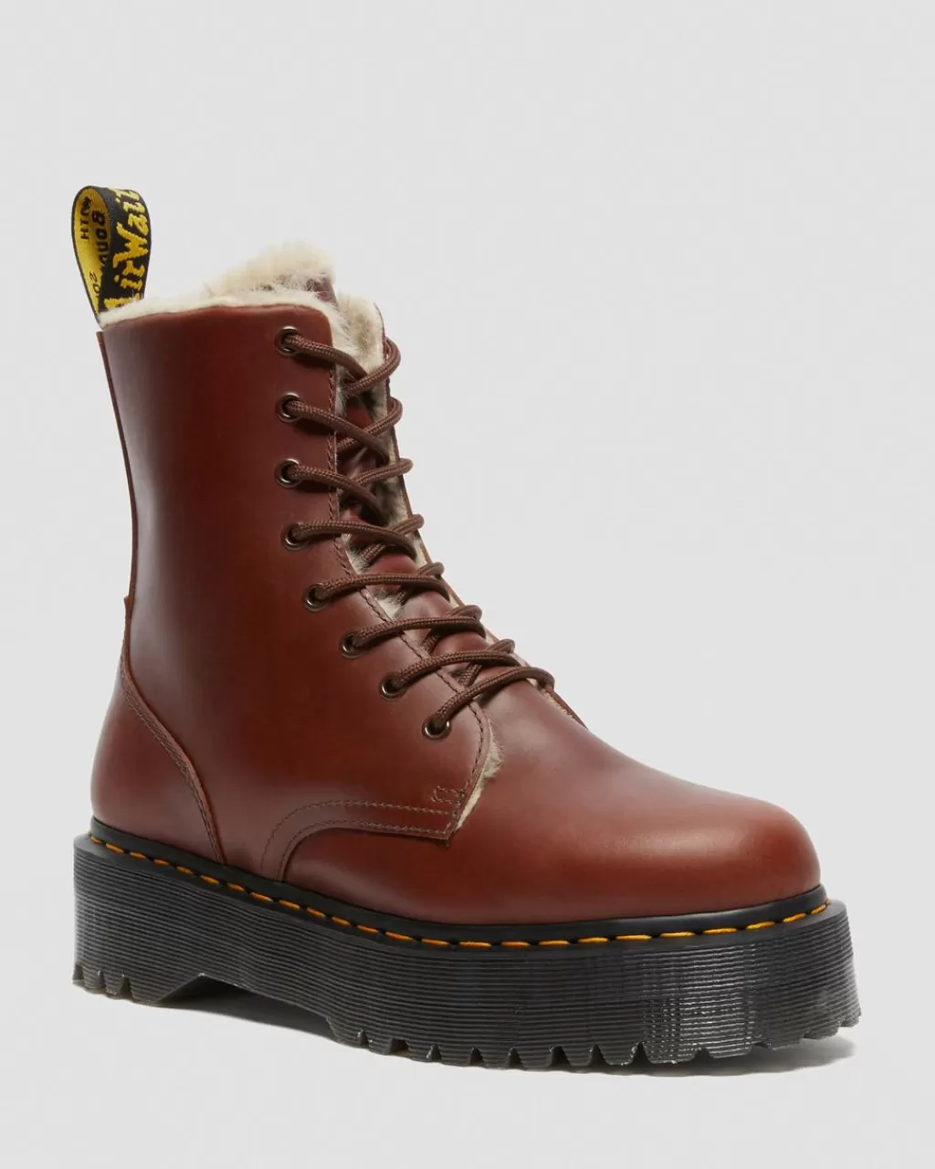 Best Dr Martens Jadon PlatformStøvler Med Imiteret Pelsforing Brown Abruzzo Wp27034403