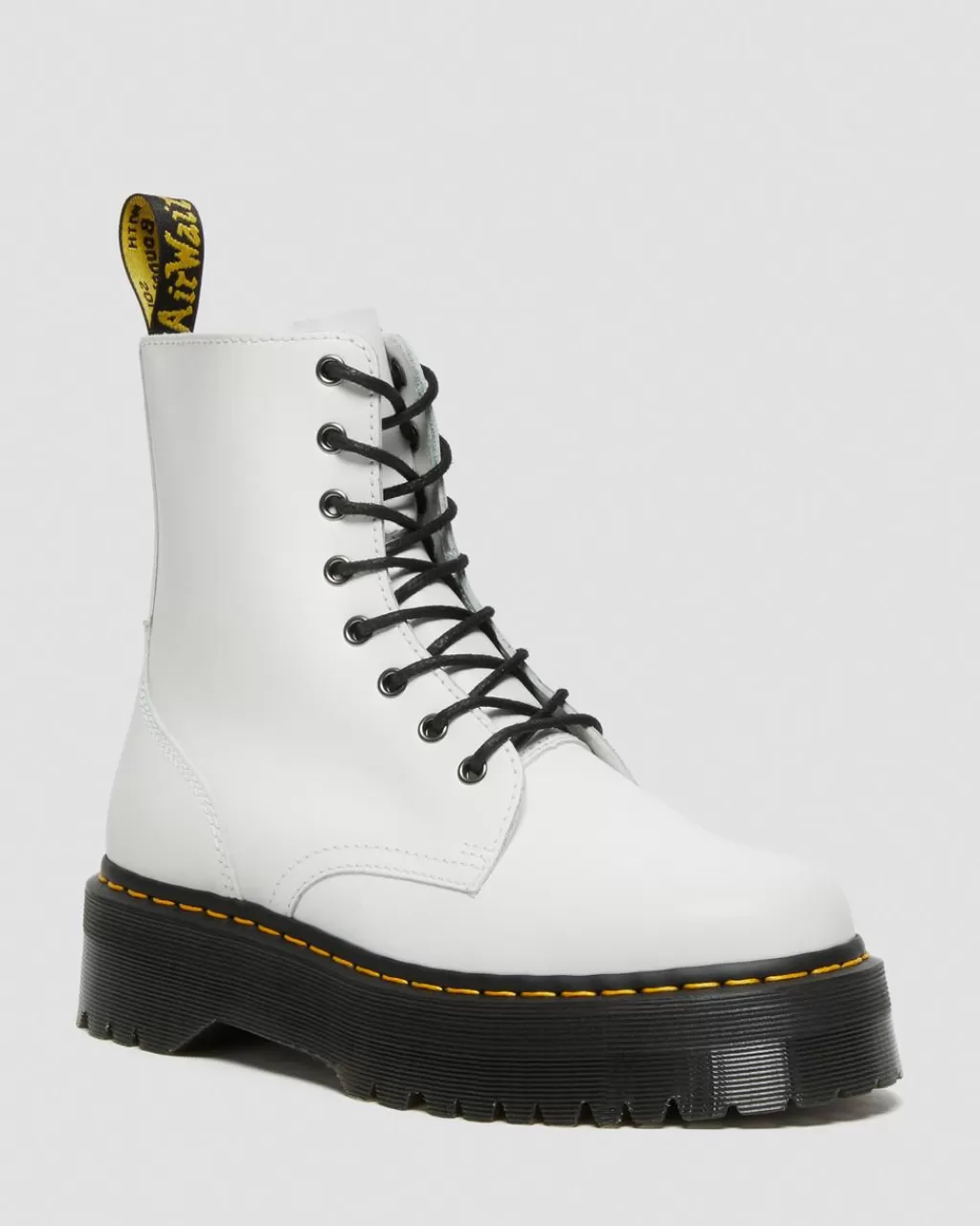 New Dr Martens Jadon-PlatformStøvler I Smooth Laeder White Polished Smooth15265100