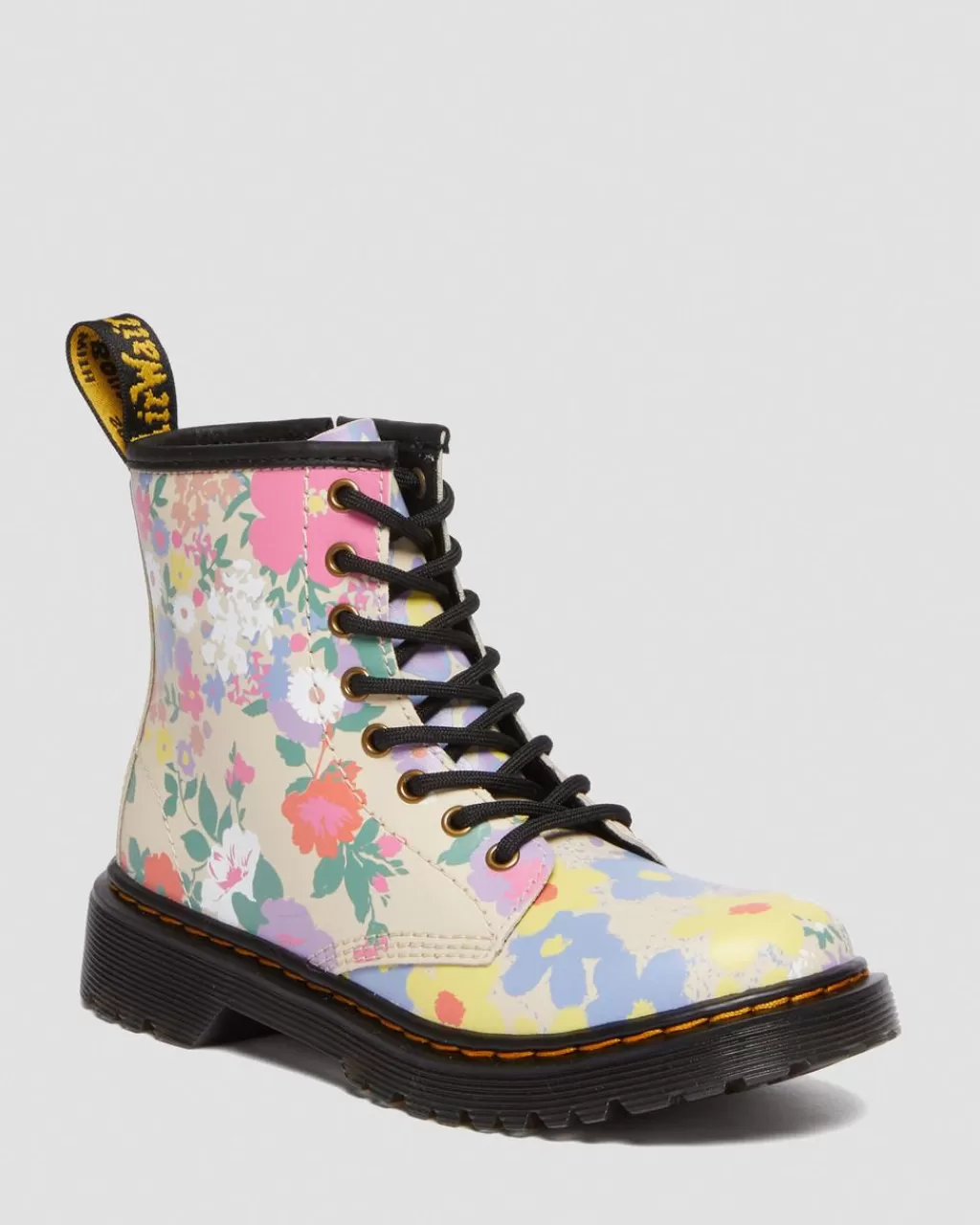 Sale Dr Martens Junior 1460 Floral Mash Up-Snørestøvler I Hydro-Laeder Parchment Beige Distorted Leopard S Backhand30649292