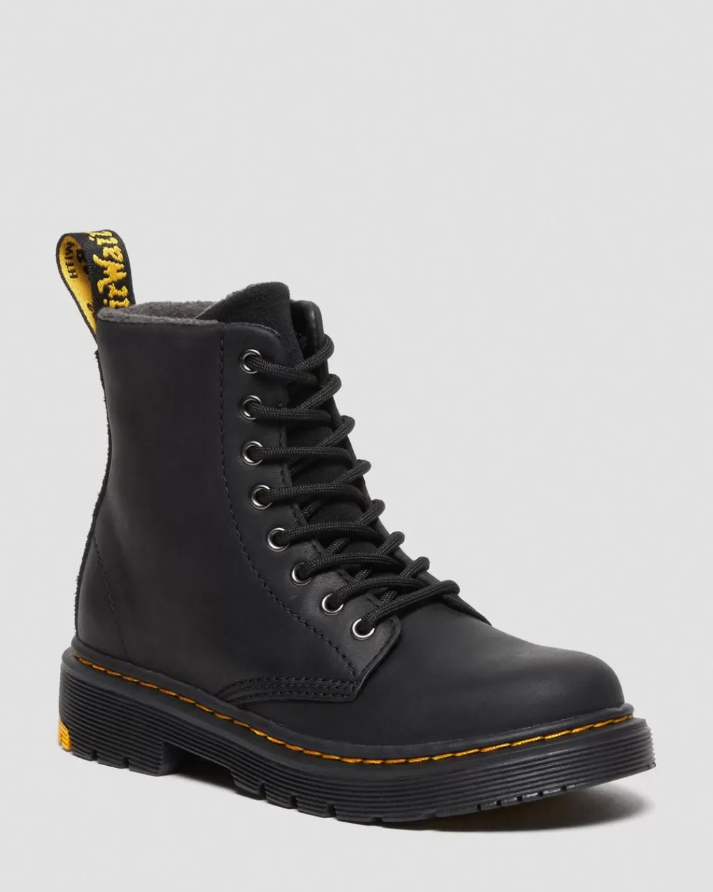 New Dr Martens Junior 1460 Wintergrip-Snørestøvler I Ruskind Black Yellowstone Wp27893001