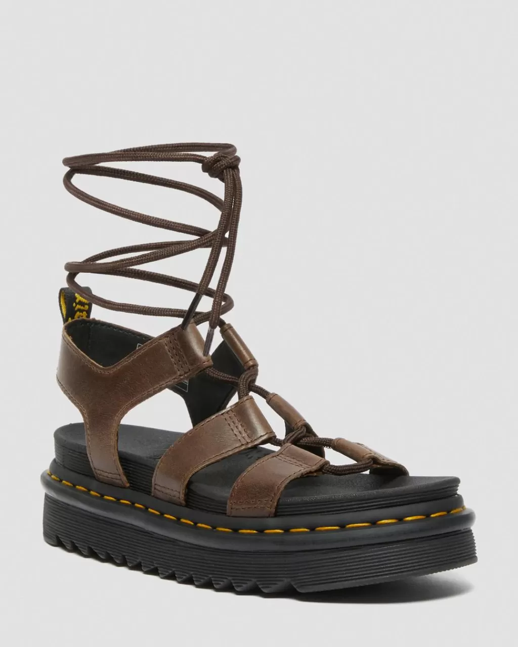 Clearance Dr Martens Nartilla Illusion Gladiator-Laedersandaler Dark Brown New Oily Illusion27297201