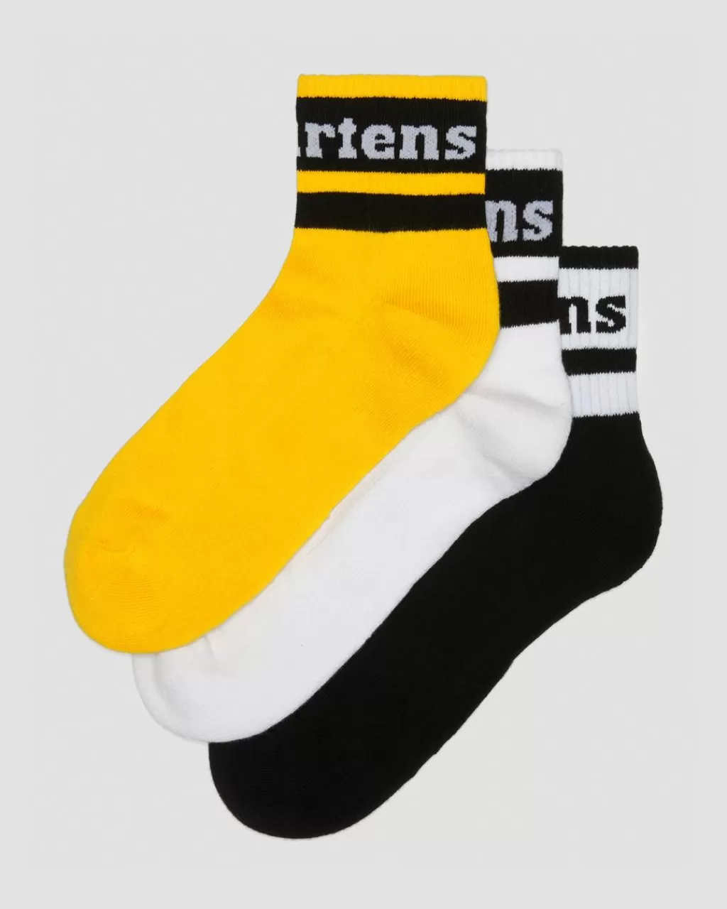 Fashion Dr Martens Pakke Med 3 Athletic Logo Sokker I Bomuldsblanding Black+White+Yellow Cotton Blendad020004