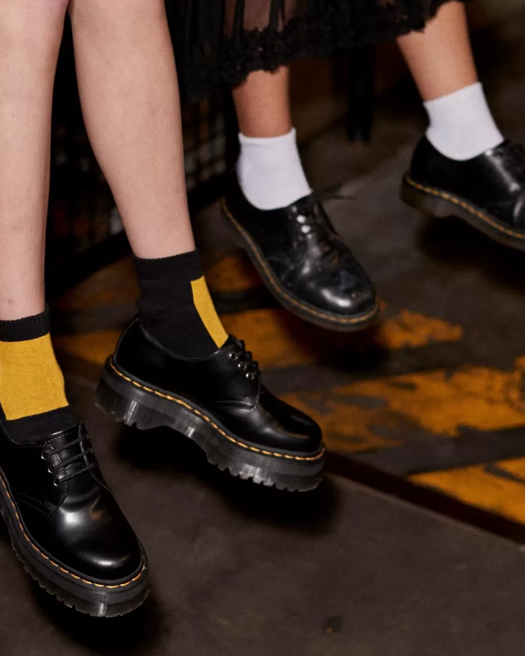 Outlet Dr Martens Pakke Med 3 Par Double Doc-Sokker I Bomuldsblanding Black+White+Yellow Cotton Blendad058004