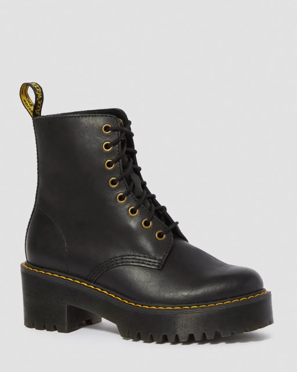 Online Dr Martens Shriver Hi Laeder Snørestøvler Black Burnished Wyoming23921001