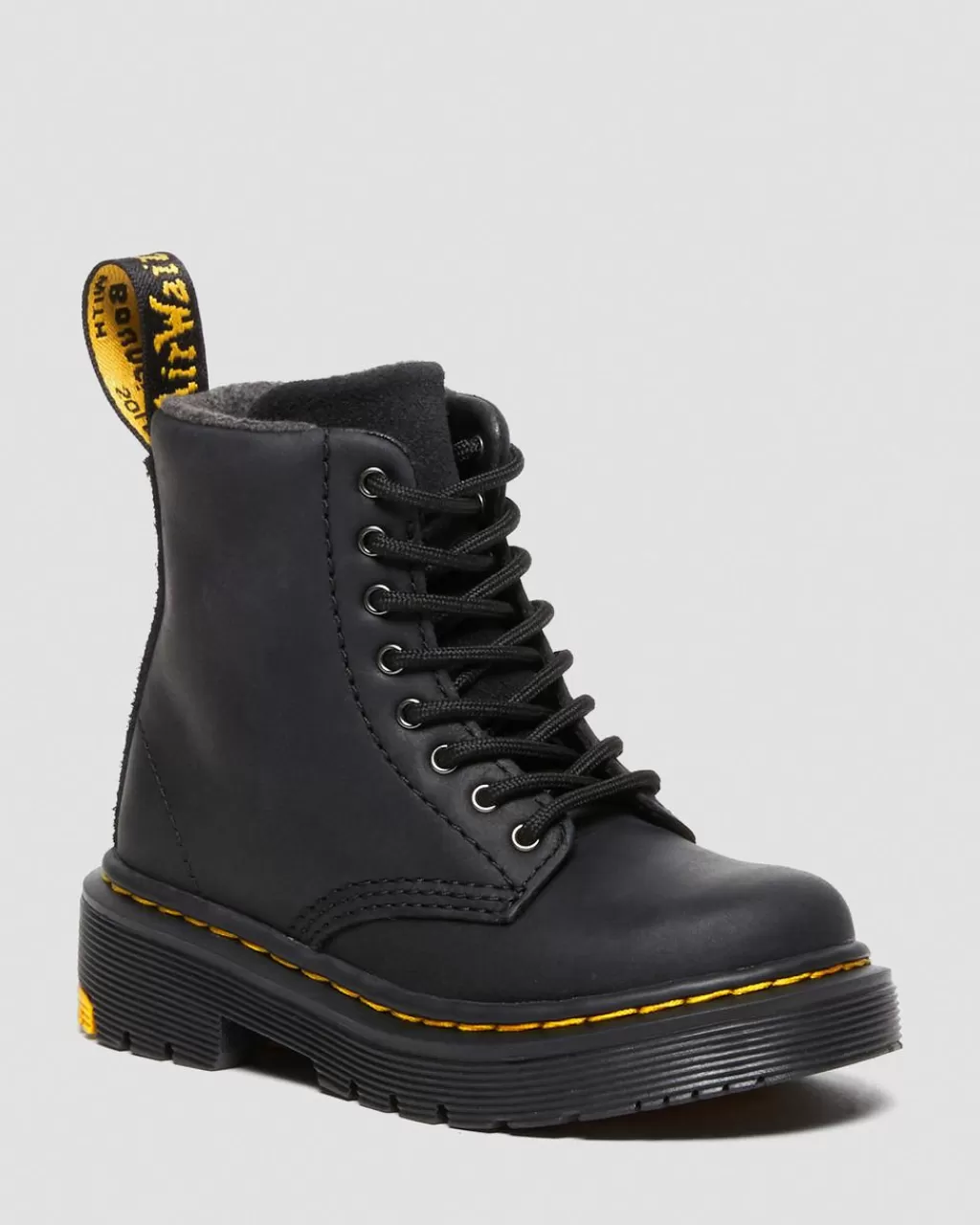 Discount Dr Martens Smaborn 1460 Wintergrip-Snørestøvler I Ruskind Black Yellowstone Wp27895001