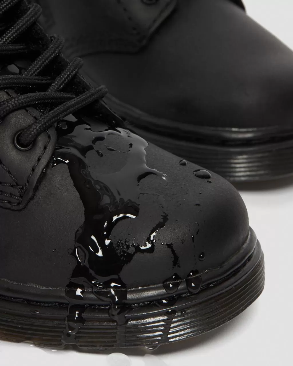 Hot Dr Martens Smaborn 1460-Støvler I Serena-Laeder Med Imiteret Pelsforing Black Republic Waterproof26141001