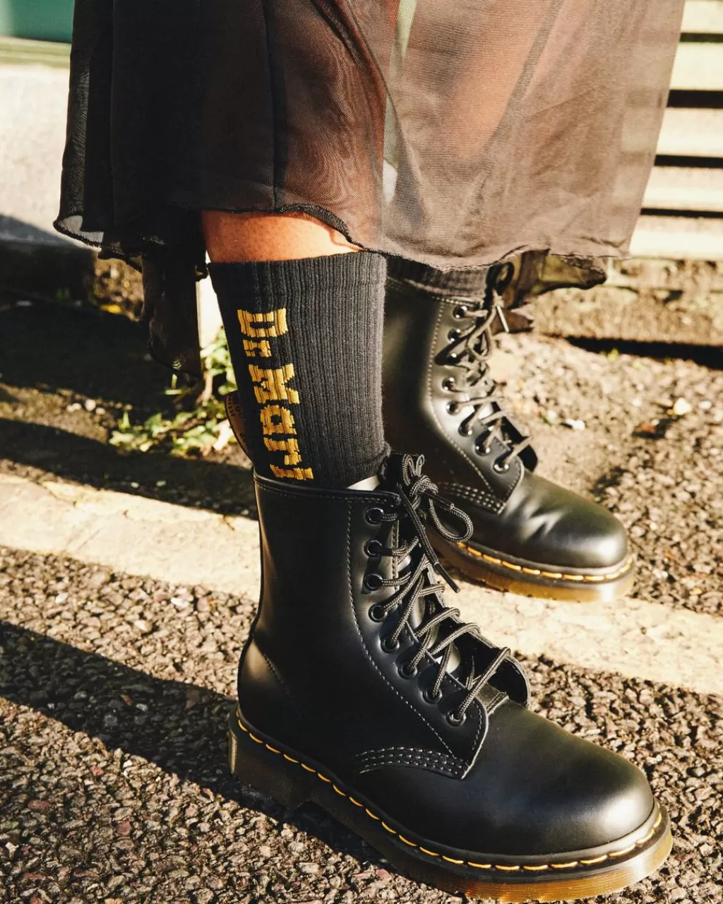 Shop Dr Martens Vertical Logo Sokker I Bomuldsblanding Black Organic Cotton Blendad075001